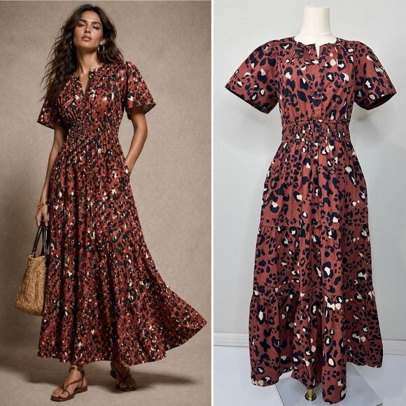 Anthropologie Dresses & Skirts - Anthropologie Somerset Maxi Dress Sz S Leopard Print Pockets